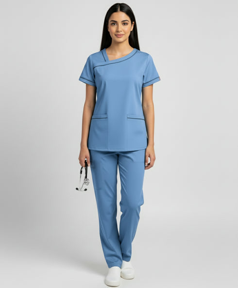 Women's 2-Pocket Contrast Ladder Lace Scrub
